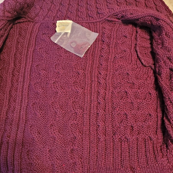 Kilronan Knitwear Ireland Merino Wool  Zip High Neck Maroon Sweater Sz S  NWOT - Picture 9 of 14